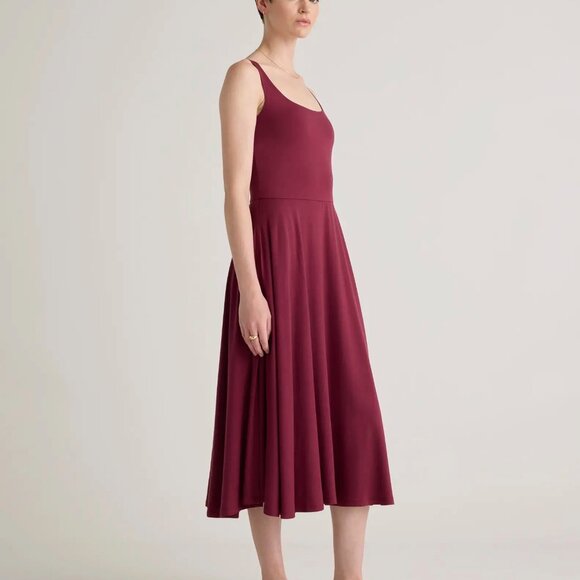 Quince Tencel Jersey Fit & Flare Midi Dress, Wine/Burgundy/Red, NWT (XS-… - Picture 3 of 5